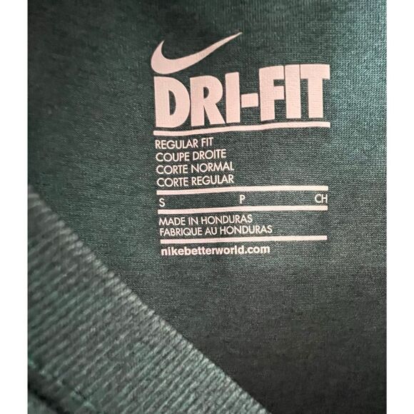 Nike Dri-Fit Athletic Green Short Sleeve V-Neck T-Shirt - Picture 2 of 5